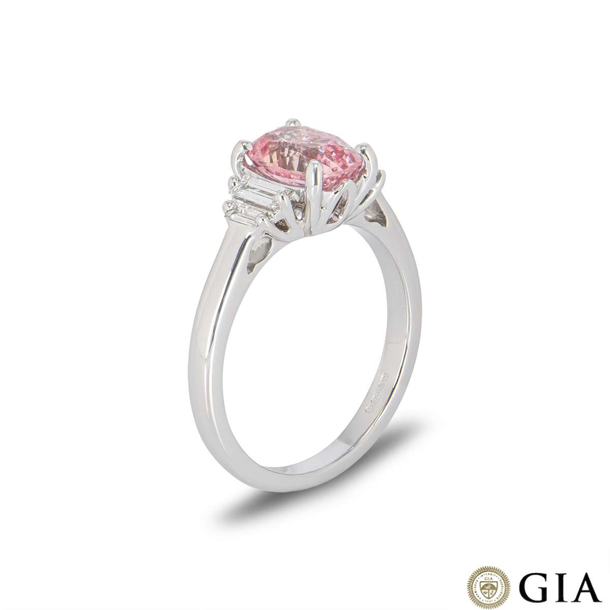 White Gold Padparadscha Pink Sapphire and Diamond Ring